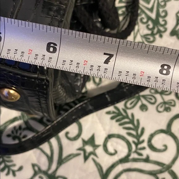 Black Croc-Embossed Handbag with Face Design, fun purse good condition - Picture 8 of 9